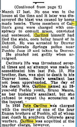 Newspaper Clipping: Pete Carlino Found Dead, 1931