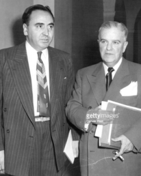 Charles S. Vigil (left), U. S. district attorney, and Max Melville (right), assistant Denver district attorney, who famously prosecuted the Smaldone brothers during the early 1950's.