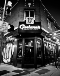 Gaetano's Restaurant exterior (black and white) as it looks today.