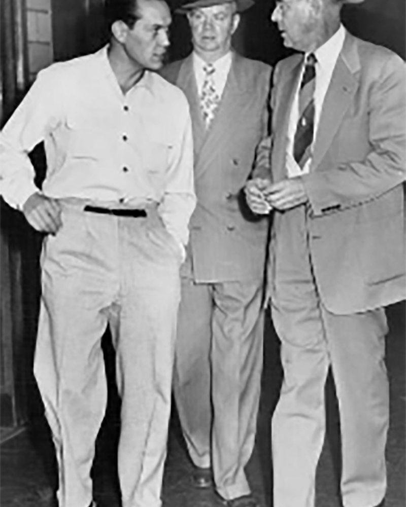 Louis F. Smaldone (left), second cousin the the Smaldone brothers, who was arrested as part of their jury tampering case in 1953.